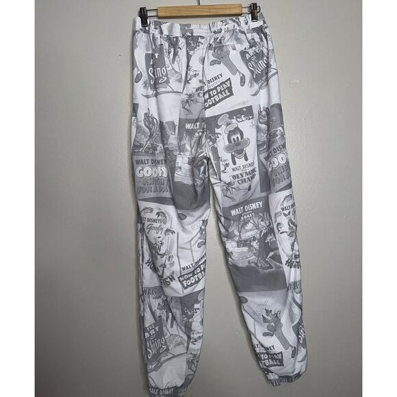 Disney Mickey Goofy 90th Anniversary Track Pants Gray White Graphic Print Small - Picture 7 of 7